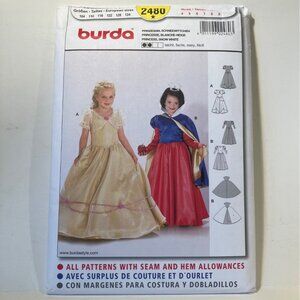 Girls Costume Princess Snow White Sewing Pattern Burda 2480 Size 4-9 FF
